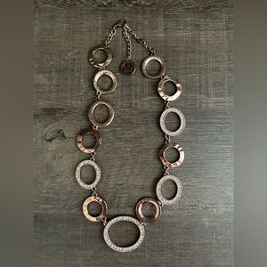 Simply Vera Vera Wang Rose Gold Open Circle Necklace with Crystals Rhinestones